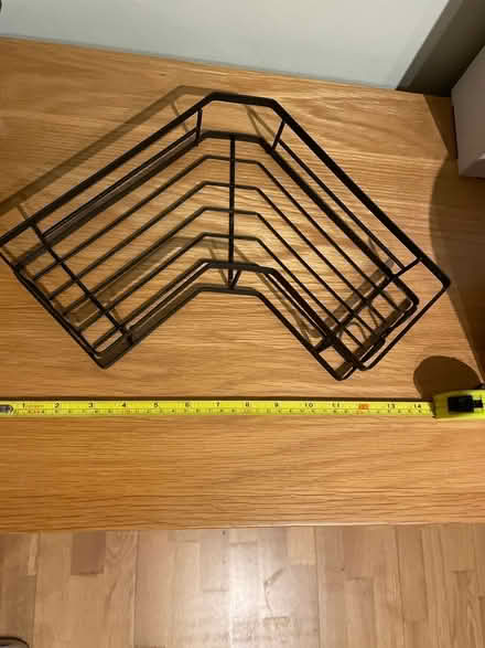 Photo of free Black metal corner shelf (Chessington KT9) #1