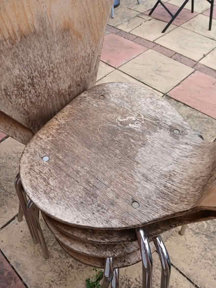 Photo of free 4 x wooden stacking chairs (Hayes UB3) #3