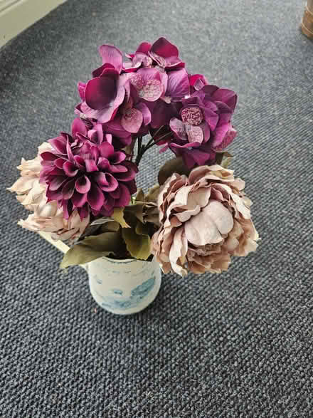 Photo of free Old fashioned jug with fake flowers (Carnforth LA5) #2