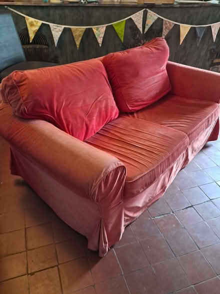 Photo of free Red 2 seater sofa (Llanddewi LD1) #2