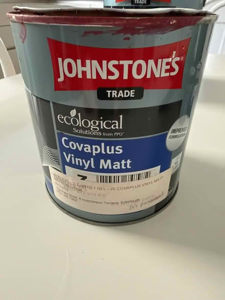 Photo of free Most of a 0.92 L can of red vinyl matt paint (Juniper Green EH14) #2
