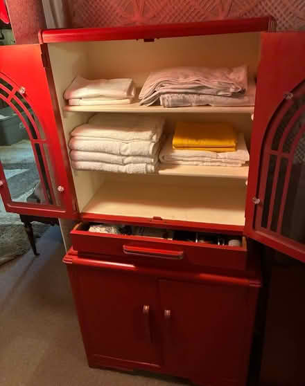 Photo of free Red Solid wood cabinet (Highland Park) #2