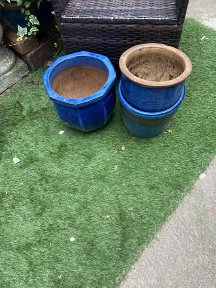 Photo of free Three Blue garden pots (Greenfields SY1) #2
