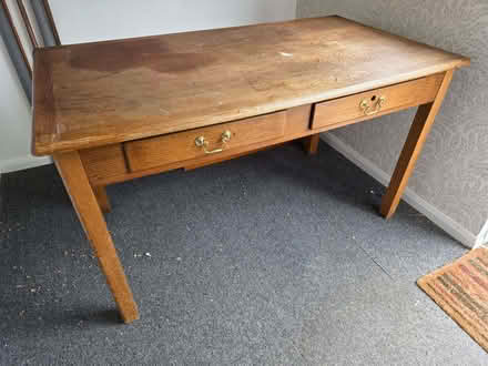 Photo of free Table solid wood, 2 draw, removable legs (Halton LA2) #1