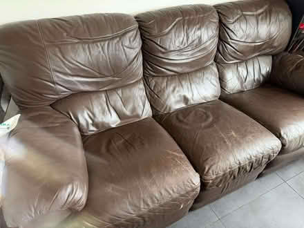 Photo of free 3 Seater leather sofa with recliner action (West Hitchin SG5) #1