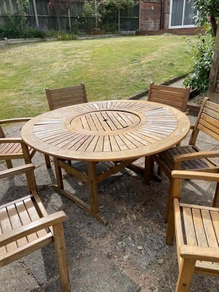 Photo of free Wooden garden table + 6 chairs + cover (River CT17) #1