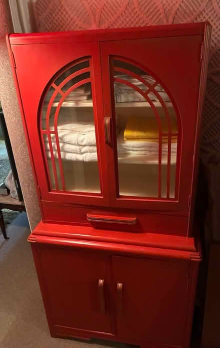 Photo of free Red Solid wood cabinet (Highland Park) #1