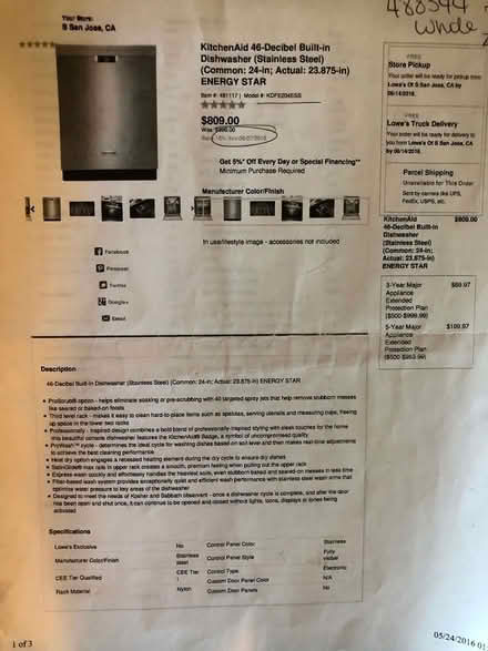 Photo of free Kitchen aide dishwasher (West San Jose by Lynbrook High) #1