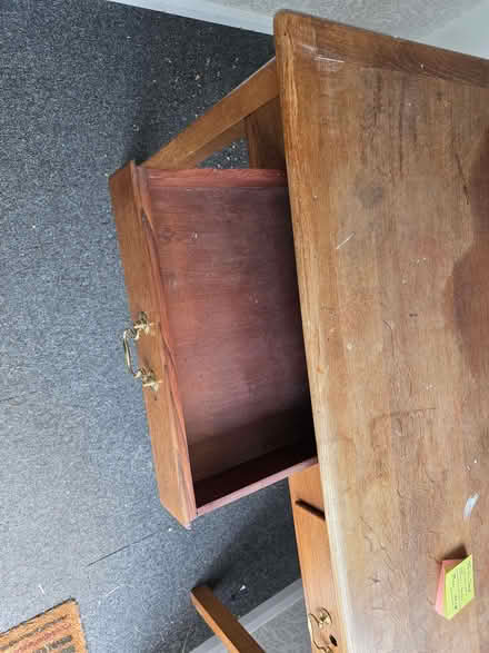 Photo of free Table solid wood, 2 draw, removable legs (Halton LA2) #2