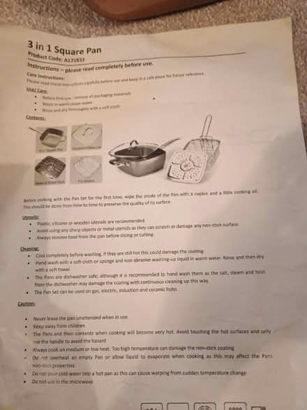 Photo of free 3 in 1 Square Pan - UNUSED (West Ewell (KT19)) #2