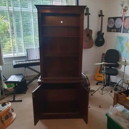 Photo of free Mahogany veneer shelving unit (Portslade) #2