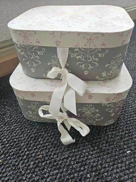 Photo of free Set of purple and grey hat boxes (Carnforth LA5) #4