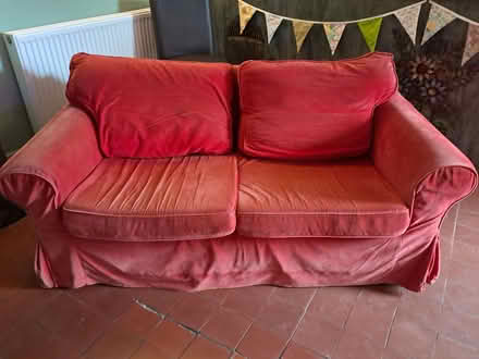Photo of free Red 2 seater sofa (Llanddewi LD1) #1