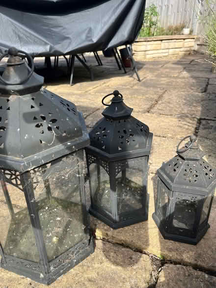 Photo of free 3 x Metal & Glass Garden Lanterns (Monkmoor SY2) #1