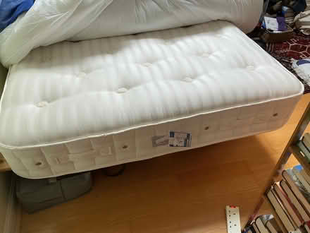 Photo of free An almost new 4’6” mattress and wooden bed frame. (Southside EH8) #1
