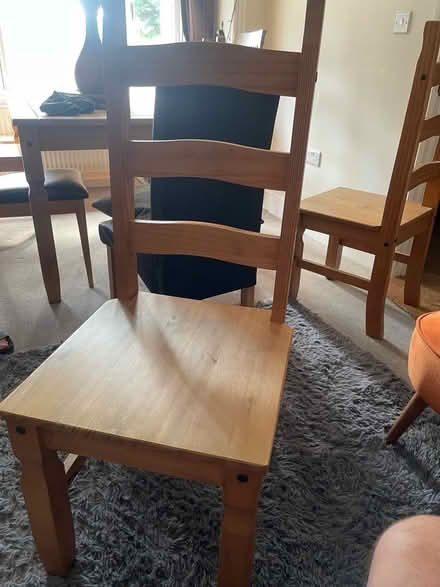 Photo of free 4 wooden chairs 2 padded chairs (Old Windsor SL4) #1