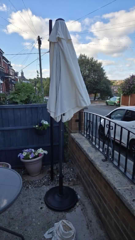 Photo of free 2m cream umbrella with stand (Wortley LS12) #1