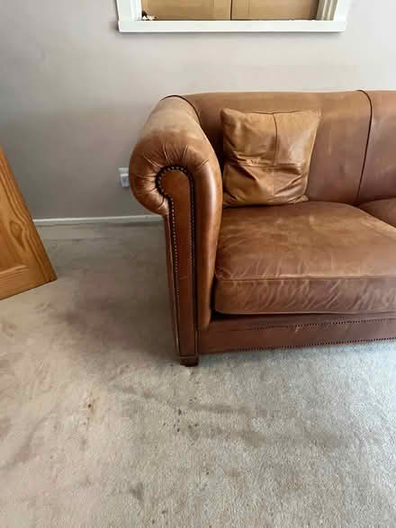 Photo of free Brown leather chesterfield style sofa (Upper Walthamstow E18) #3