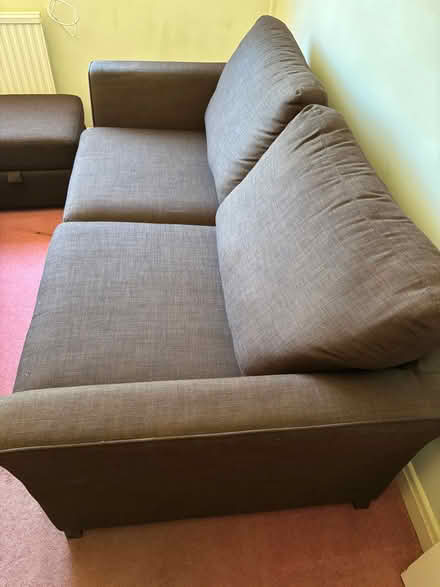 Photo of free 3 seater settee and matching storage footstool (Powys House EX10) #2