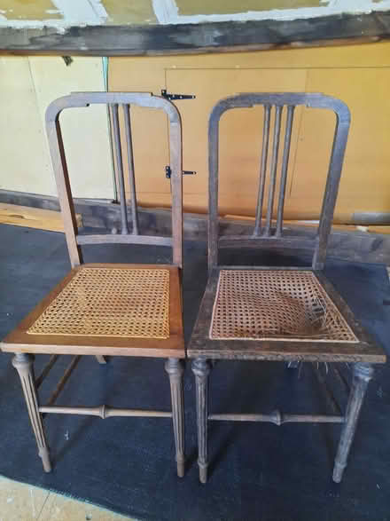 Photo of free 2 wooden cane-seated bedroom chairs (Desford LE9) #1