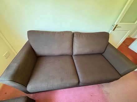 Photo of free 3 seater settee and matching storage footstool (Powys House EX10) #1