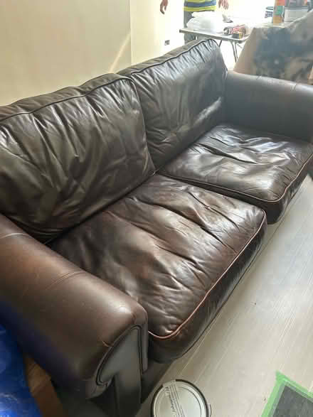 Photo of free Brown leather sofa (Buckhurst Hill IG8) #1