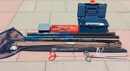 Photo of free 3 fishing rods, reels, rests, net, tackle box etc. (Hednesford WS12) #2