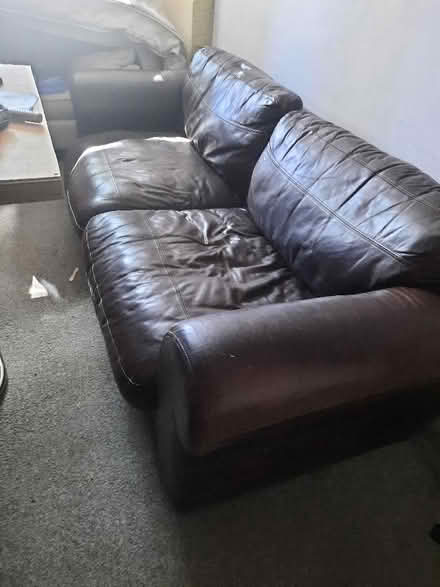 Photo of free Brown Leather Sofa (3 seat). (Newton Aycliffe DL5) #1