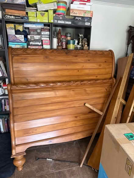 Photo of free Wooden Sleigh Bed (Queen) (Bowie) #1