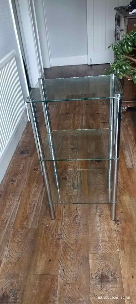 Photo of free Small glass shelving unit (Burnage (M19).) #2