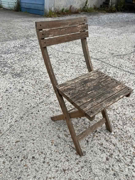 Photo of free Two folding wooden chairs (Axminster EX13) #1