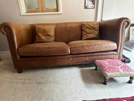 Photo of free Brown leather chesterfield style sofa (Upper Walthamstow E18) #1