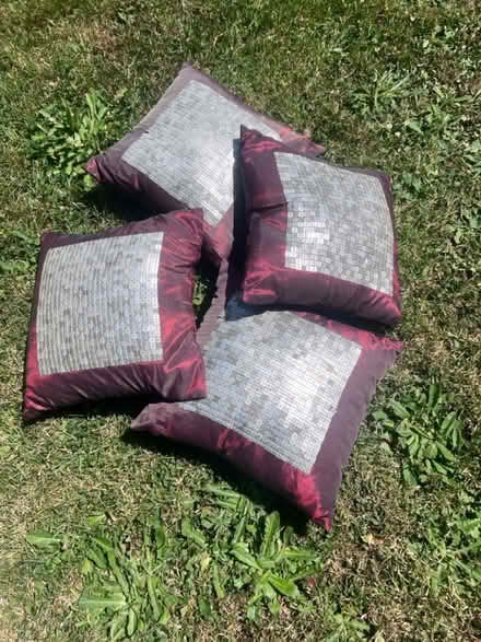 Photo of free 4 burgundy cushions (Lambs Green RH12) #1