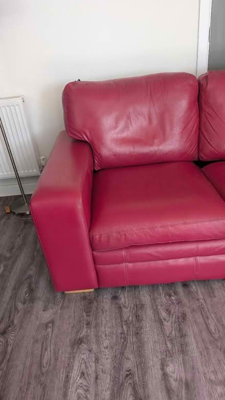 Photo of free Lovely comfy pink leather sofa (Shrivenham Swindon) #3
