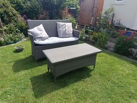 Photo of free John Lewis garden rattan two seater and table (Allerton L18) #1