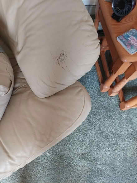 Photo of free 2 piece (3 seater, 2 seater, pouf) white leather sofa set (Fareham PO15) #2