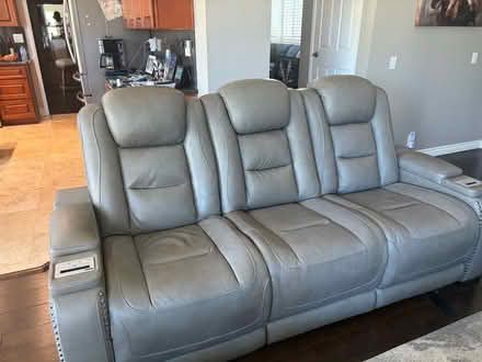 Photo of free Sofa, Gray Leather reclining (Coronita, CA) #1