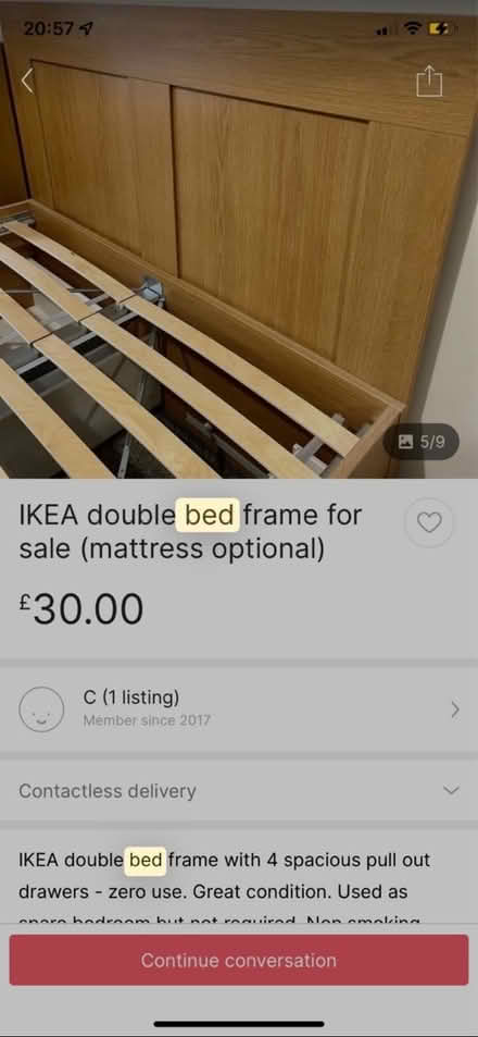 Photo of free Ikea double bed (G43) #3