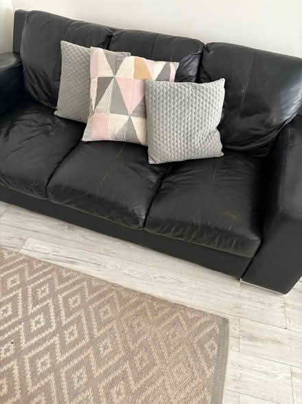 Photo of free 3 seat black leather sofa (Greenford UB6) #1