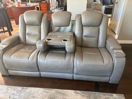 Photo of free Sofa, Gray Leather reclining (Coronita, CA) #3