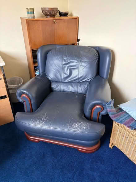 Photo of free Blue leather chair (Rugeley WS15) #1