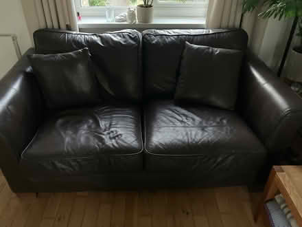 Photo of free 2 x brown leather sofas (Teignmouth TQ14) #1