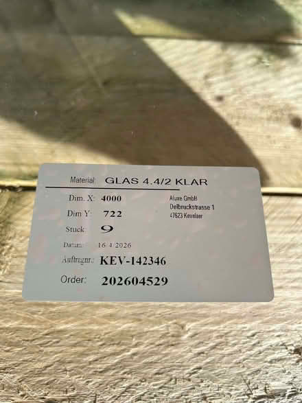 Photo of free 2 x clear laminated safety glass panels 4000 x 722 x 3.5mm (Clockhouse CR5) #1