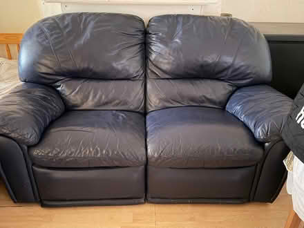 Photo of free Blue recliner sofa + storage (E6) #1