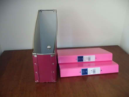 Photo of free Two pink ring binders and a ring binder storage box. (Portslade by Sea BN3) #2