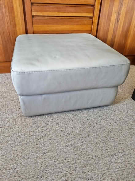 Photo of free Grey leather storage footstool (Marlow) #1