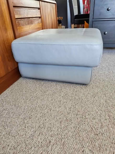 Photo of free Grey leather storage footstool (Marlow) #2