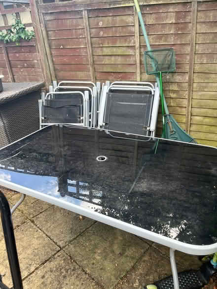 Photo of free Patio table and 6 folding chairs (Dursley GL11) #1