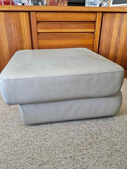 Photo of free Grey leather storage footstool (Marlow) #4