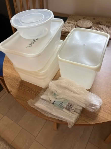 Photo of free Large Tupperware containers and plastic cutlery (Lamonby CA11) #1